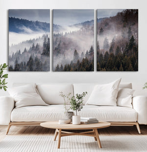 Beautiful Rising Fog in Winter Mountain Landscape- Framed