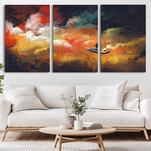 Surreal Space Adventure Canvas Wall Art – Dreamlike Abstract