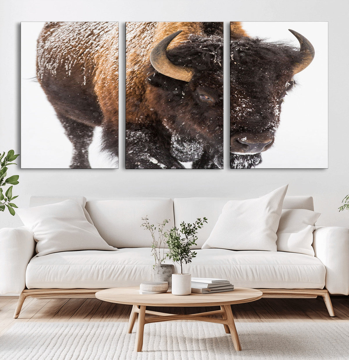 Bison Wall Art Canvas Print For Farmhouse, Wild Animal Wall