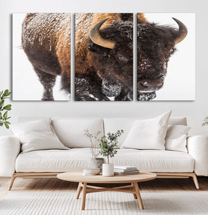 Bison Wall Art Canvas Print For Farmhouse, Wild Animal Wall
