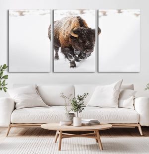 Bison Winter Wall Art Canvas Print For Farmhouse Decor