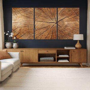 Tree Ring Canvas Art, Rustic Wood Grain Wall Art, Tree Slice