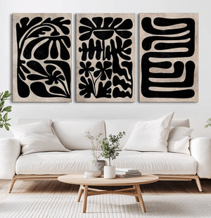 Canvas Print Wall Art Abstract Art Boho, Framed Boho Art