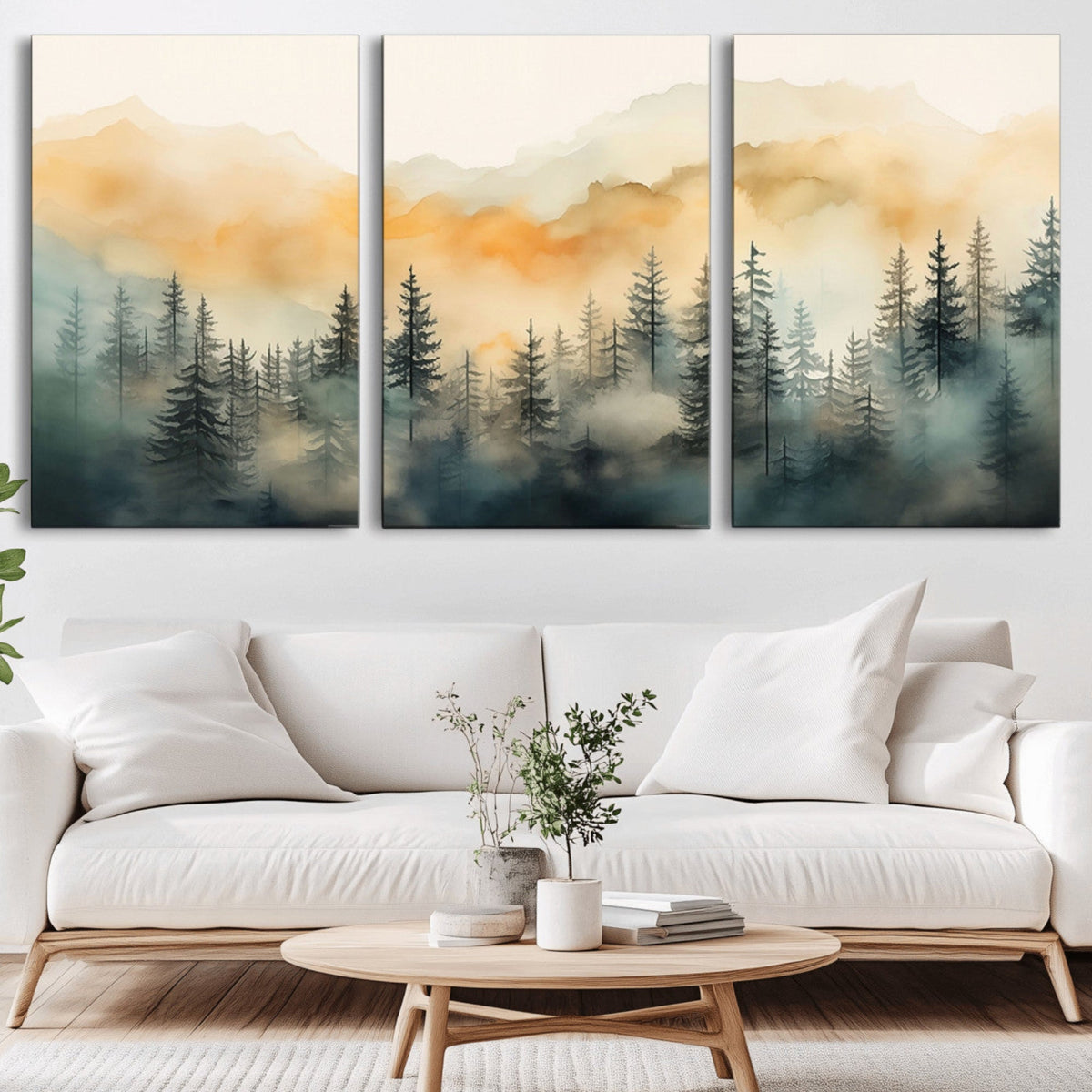 Abstract Forest Print - Mountain Wall Art | Autumn Landscape