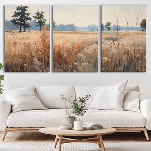 Golden Fields Canvas Wall Art Print – Serene Landscape of