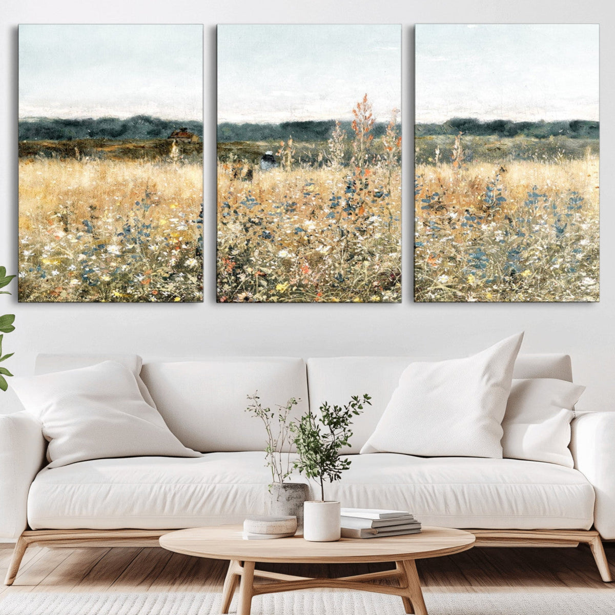Wildflower Field Wall Art Canvas | Nature-Inspired Landscape