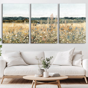 Wildflower Field Wall Art Canvas | Nature-Inspired Landscape