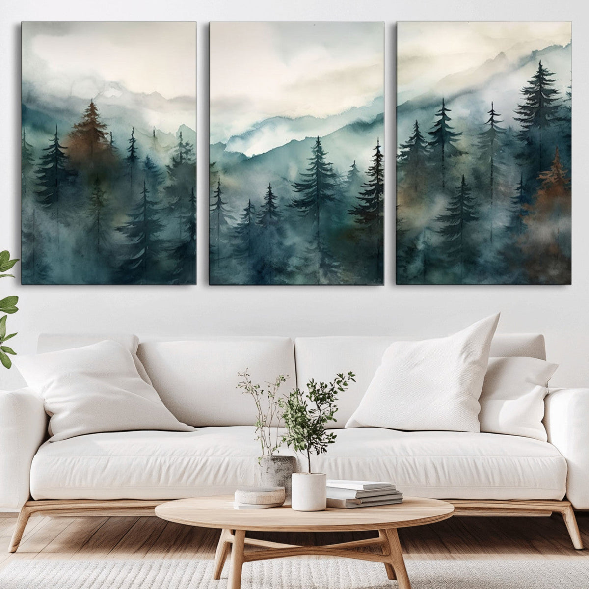 Serenity Forest Wall Art Canvas | Foggy Mountain Landscape