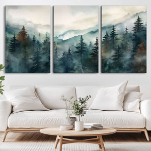 Serenity Forest Wall Art Canvas | Foggy Mountain Landscape