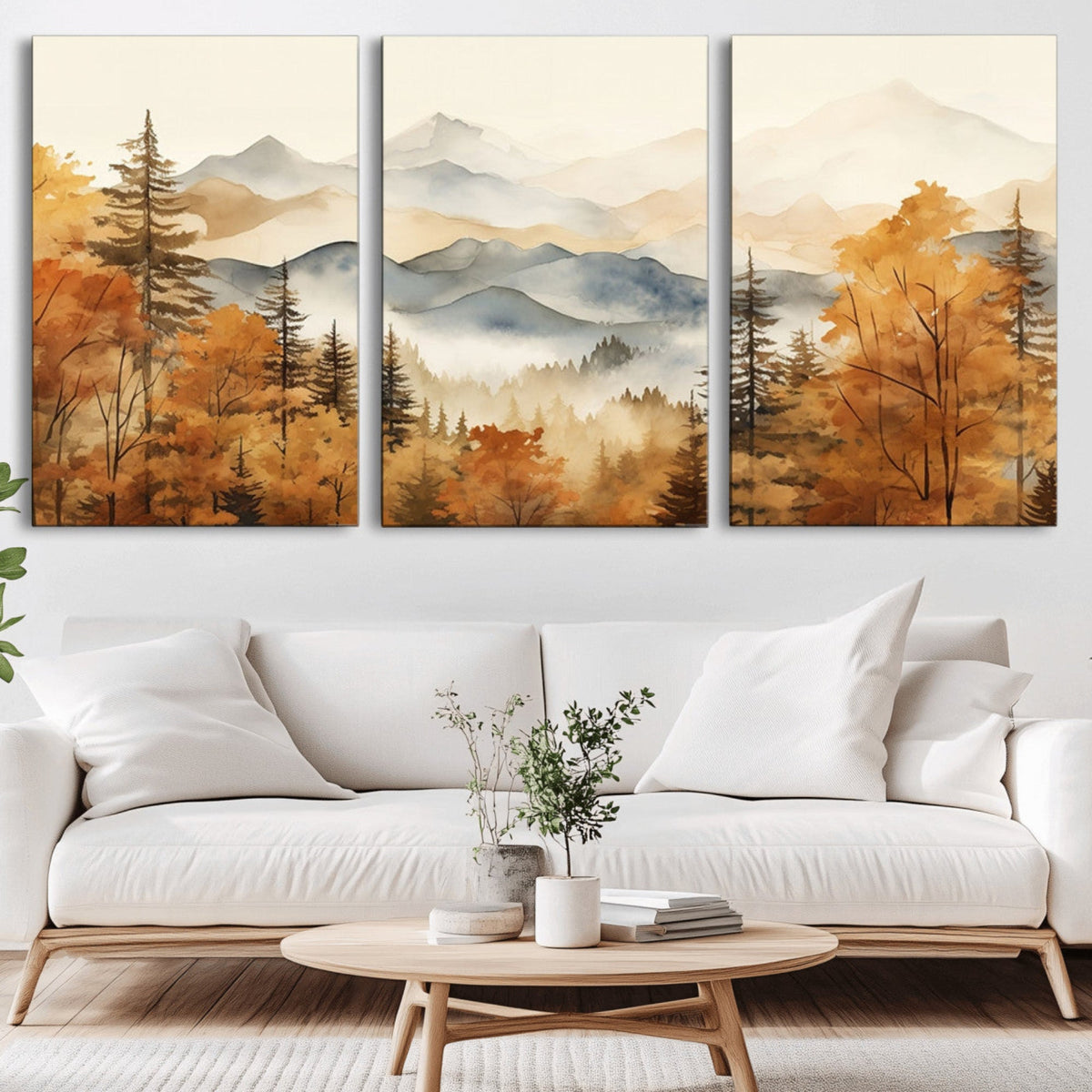 Golden Autumn Forest Wall Art Canvas | Mountain Landscape