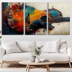 Abstract Guitar Wall Art Canvas | Vibrant Music-Inspired Art