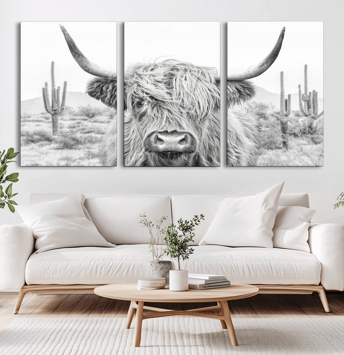 Rustic Charm | Cow Longhorn Black White Bighorn Wall Art
