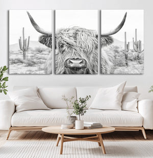 Rustic Charm | Cow Longhorn Black White Bighorn Wall Art