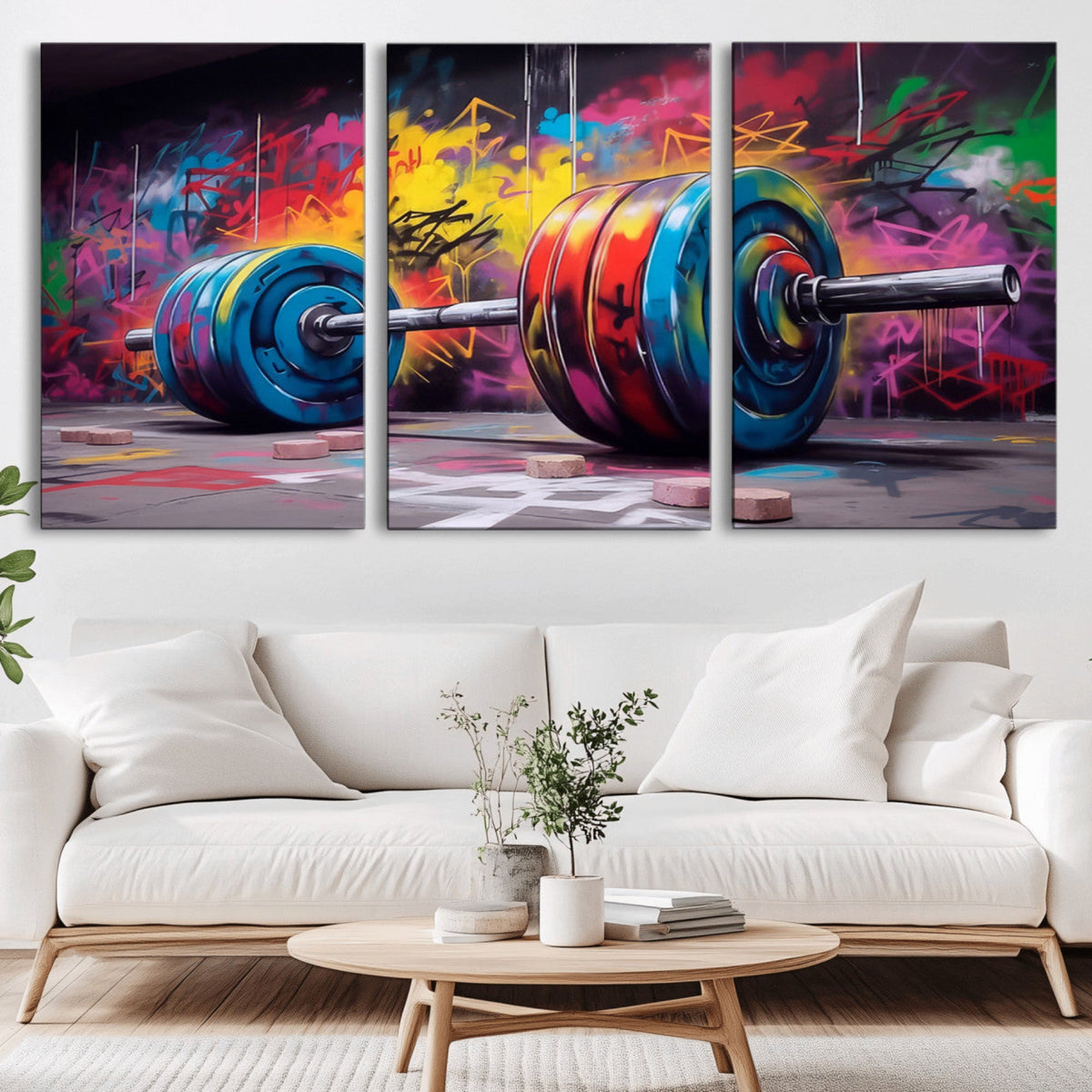 Abstract Graffiti Barbell Canvas Wall Art – Urban Fitness