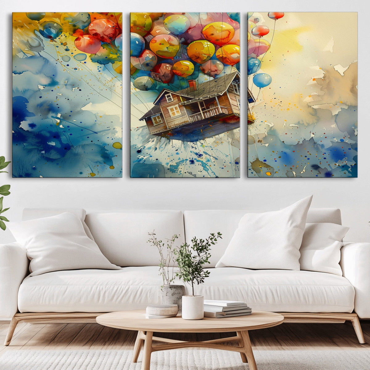 UP-Inspired Floating House with Balloons Canvas Art –