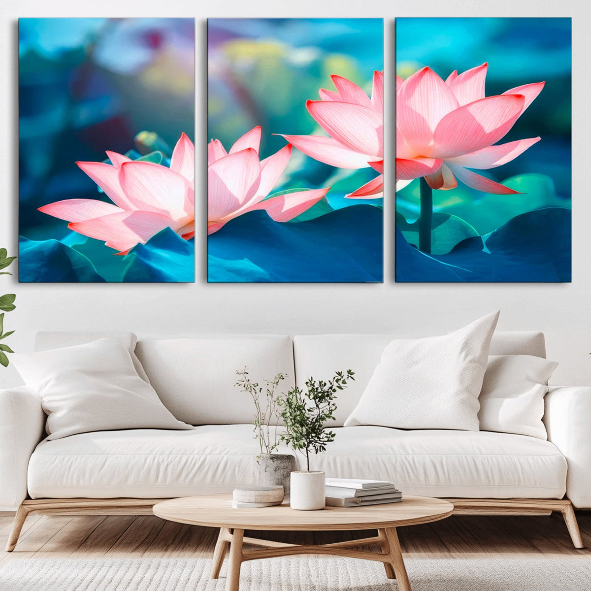 Pink Lotus Flower Canvas Wall Art | Vibrant Floral Wall