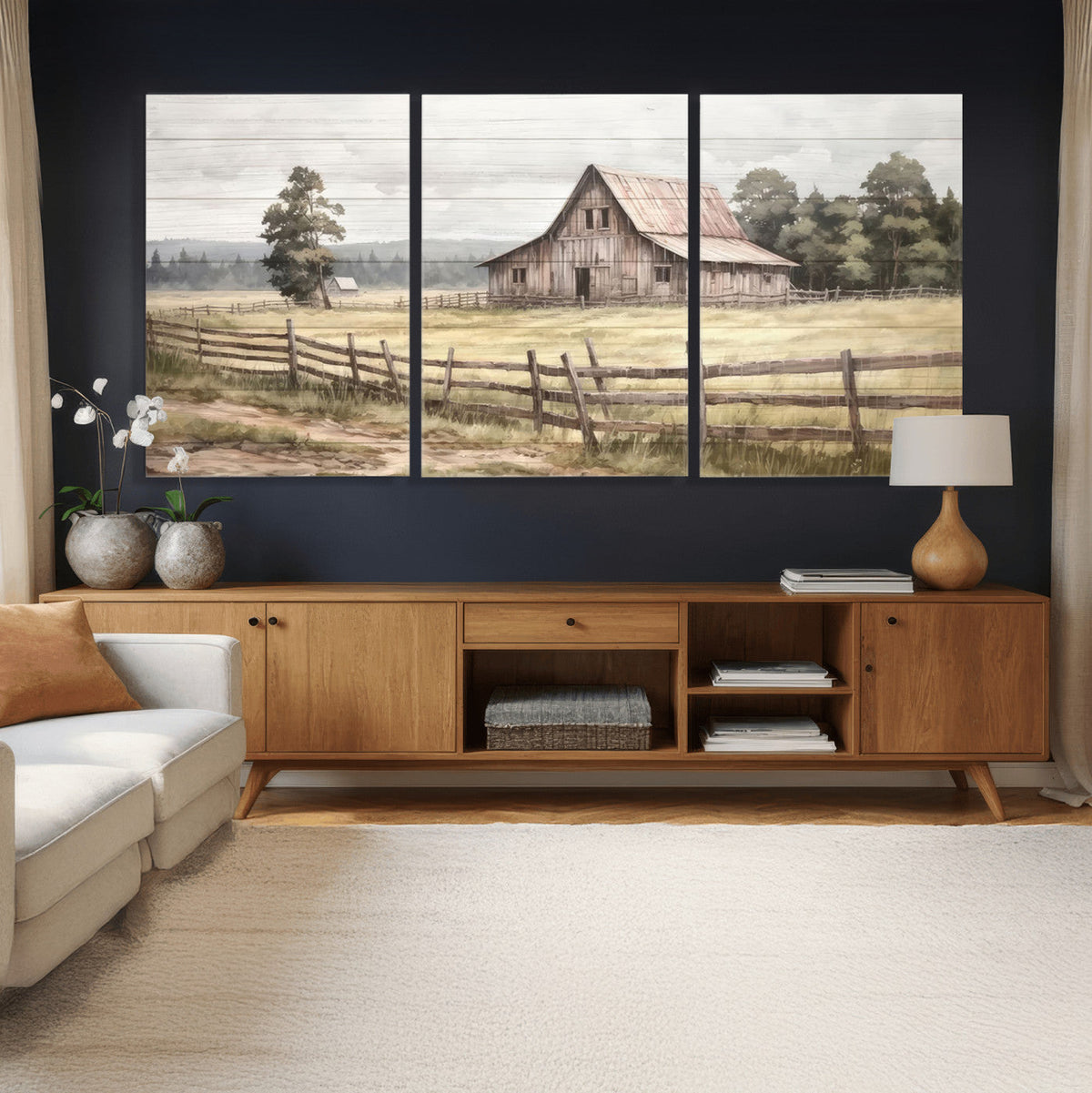 Rustic Farmhouse Barn Wall Art | 3-Panel Framed Gallery Wrap