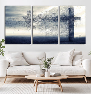 Jesus and the Fading Cross Wall Art Print – Symbol of Faith,