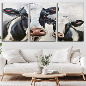 Vintage Baby and Mom Cattle Wall Art Canvas Print
