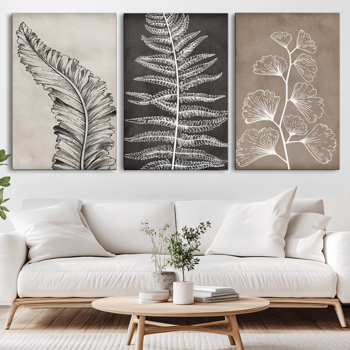 Minimalist Botanical Wall Art Canvas Print, Framed and Ready