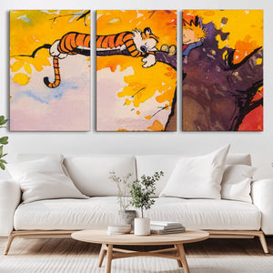 Calvin and Hobbes Tree Scene Canvas Print | 3 Panel Large