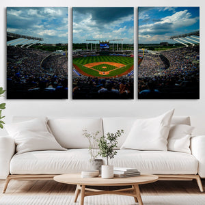 3-Panel Kauffman Stadium Wall Art Print | Large Kansas City