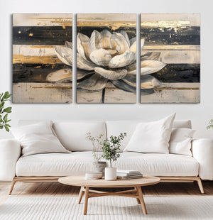 Lotus Flower Wall Art – Framed Abstract Floral Canvas