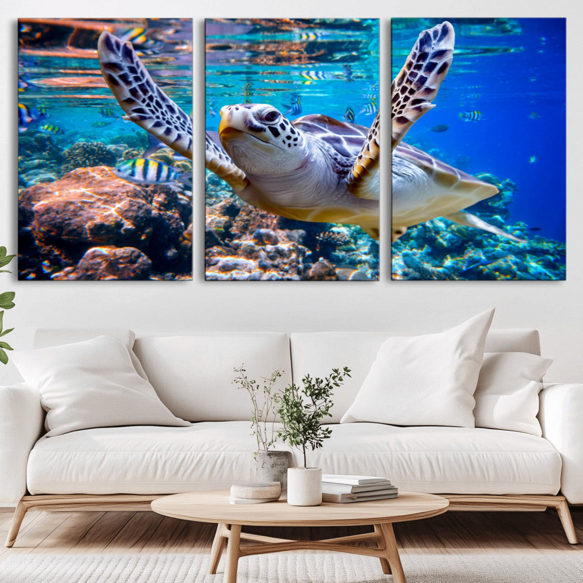 Underwater Sea Turtle Wall Art Canvas Print – Vibrant Ocean