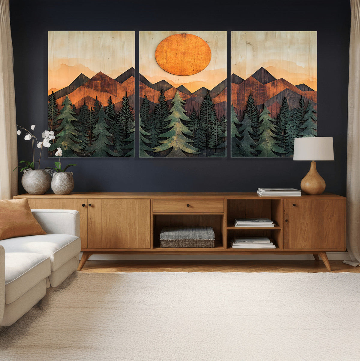 Sunset Mountain Landscape Canvas Wall Art Print - Nature