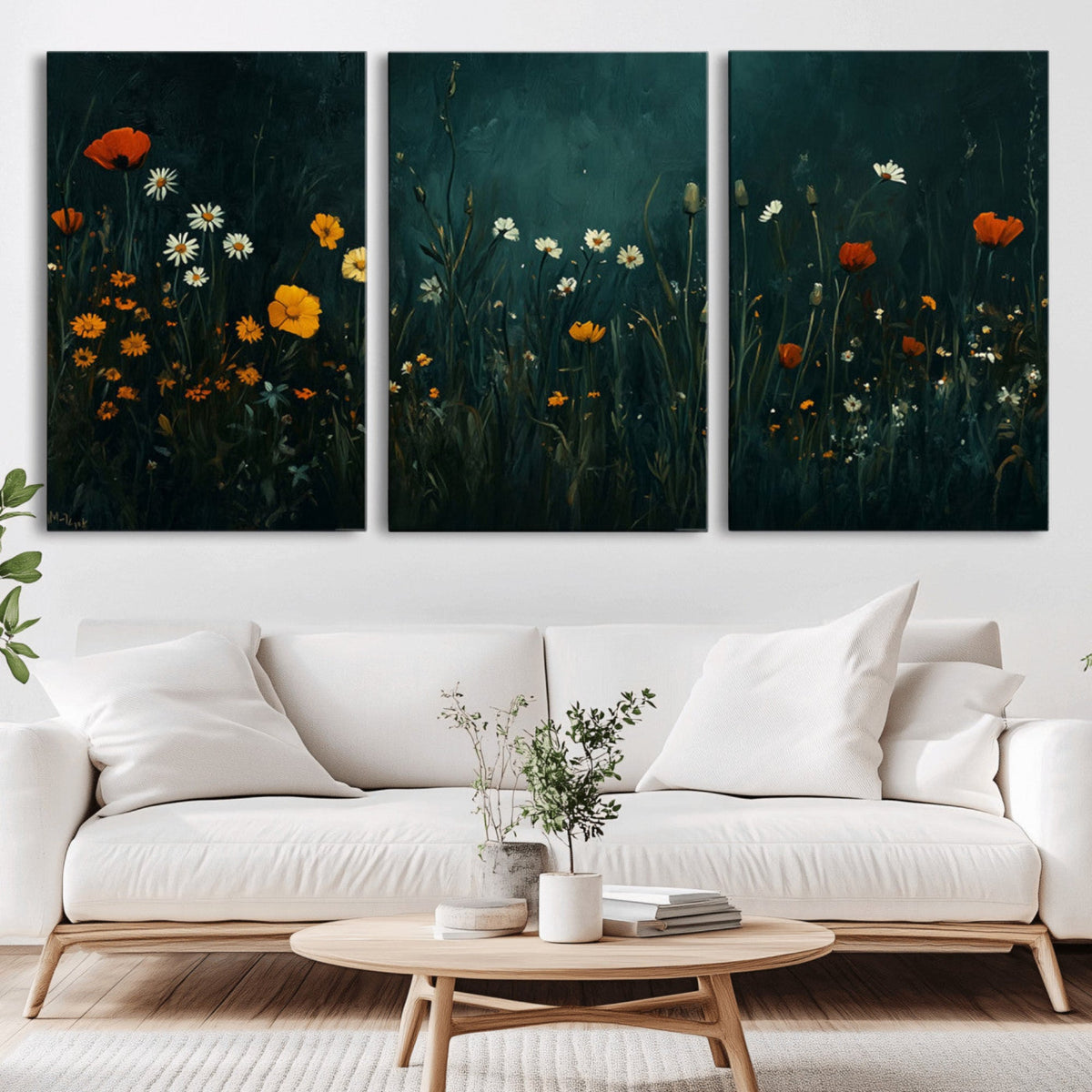 Framed Wildflower Field Wall Art, Framed Vintage Botanical