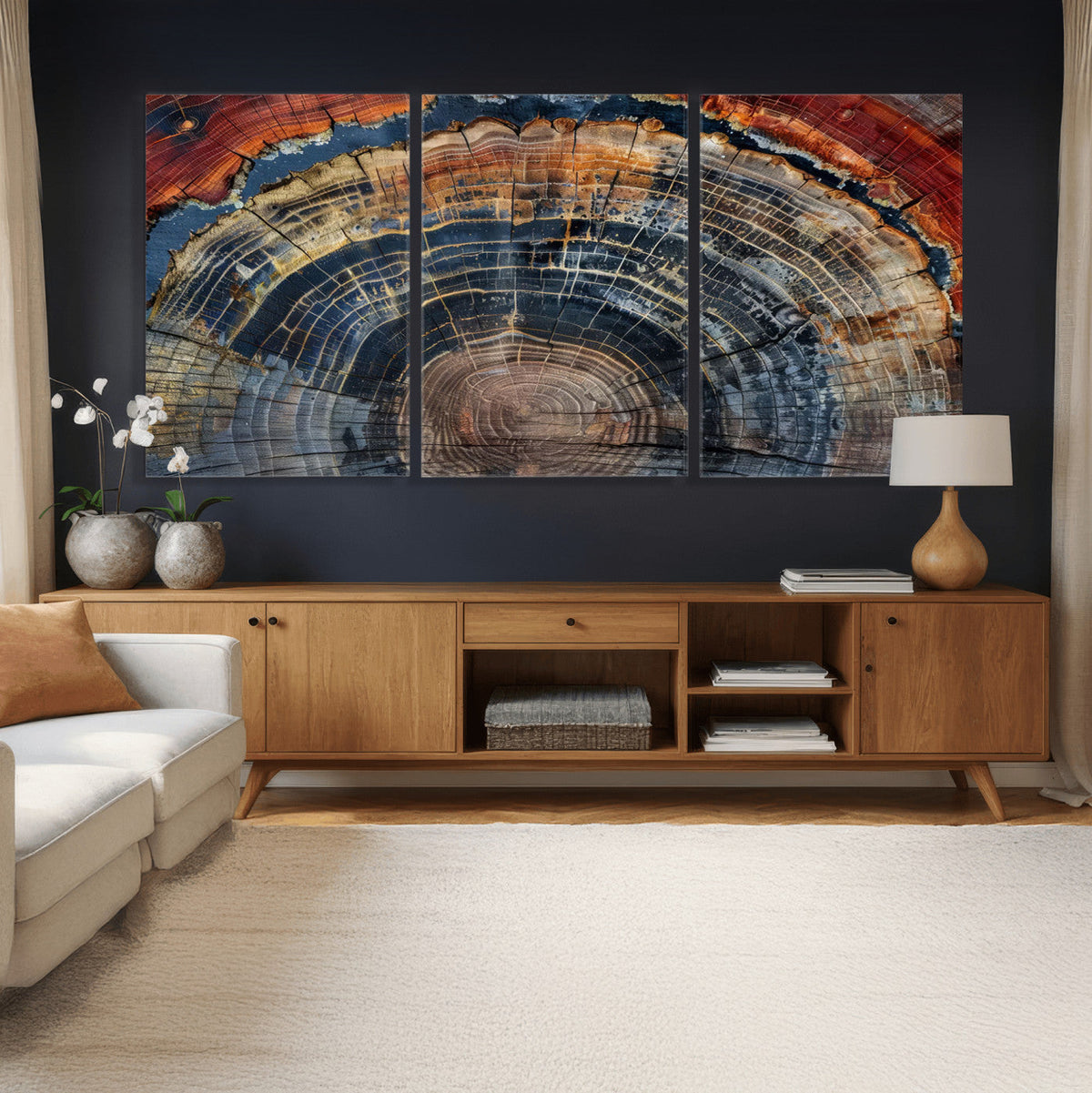 Abstract Tree Ring Wall Art Canvas Print
