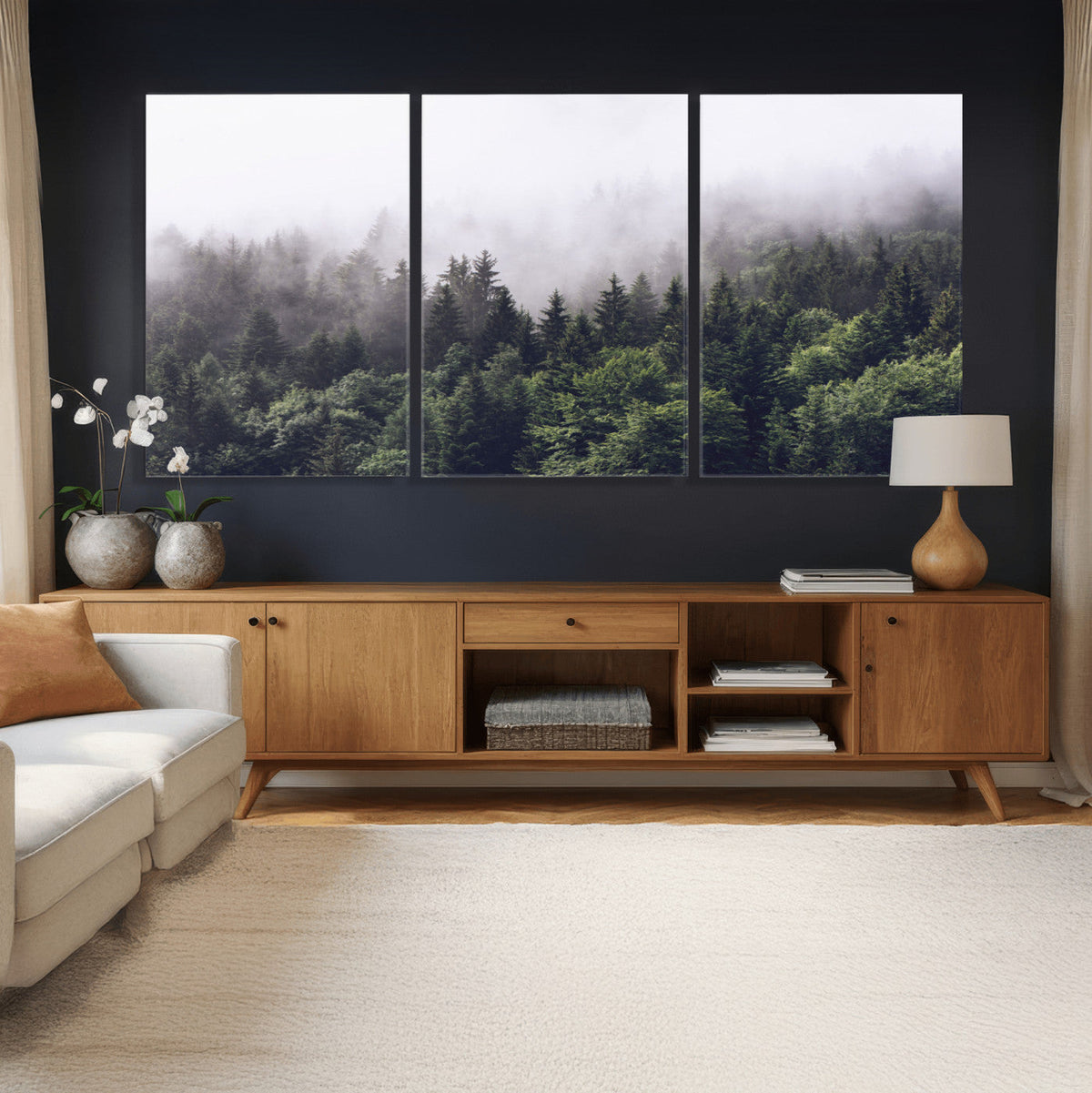 Misty Forest Wall Art | Foggy Forest Canvas Print | Large