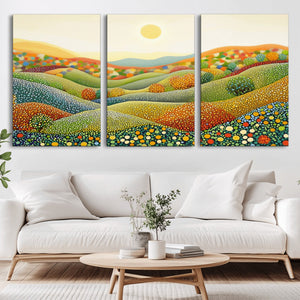 YAYOI KUSAMA Colorful Dot Art Landscape Canvas - Framed