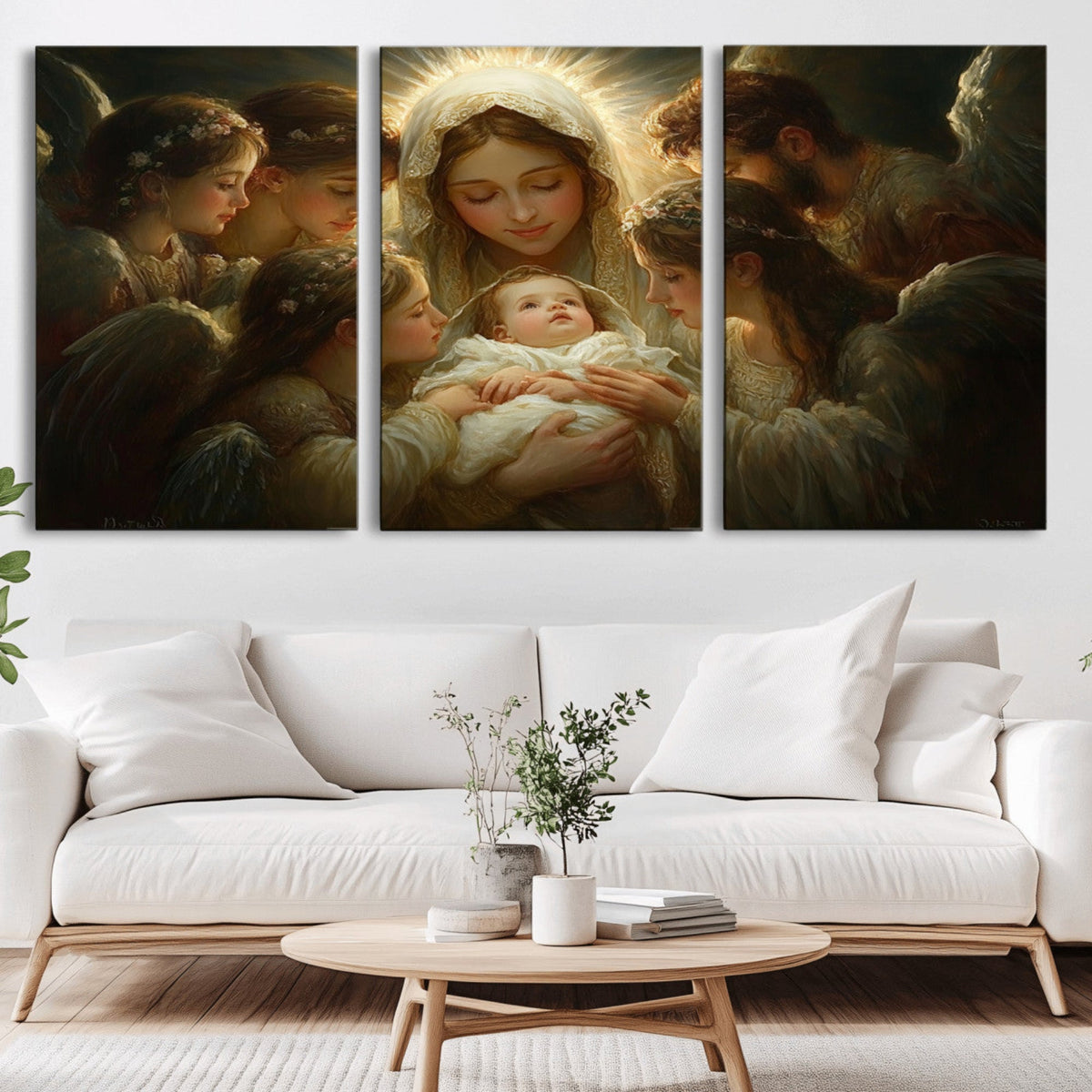 Mary Jesus Canvas Wall Art Print - Madonna and Child with
