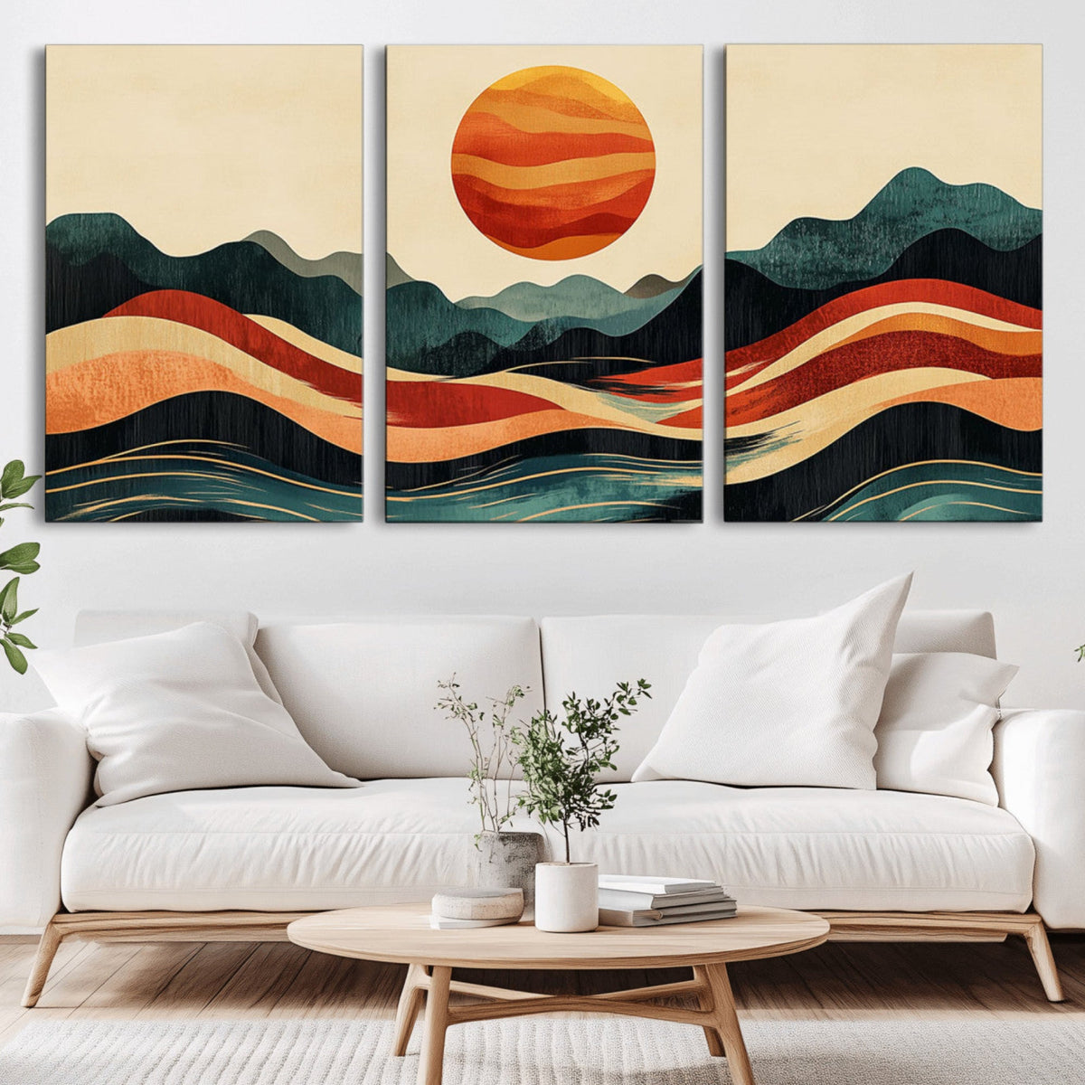 Mountain Triptych Wall Art Canvas Print – Western Nature