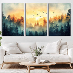 Abstract Forest Wall Art Print- Serene Nature Canvas Print