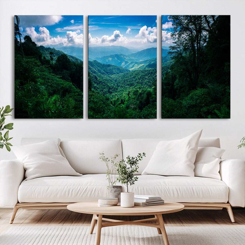 Tropical Jungle Wall Art Canvas Print – Framed Lush Valley