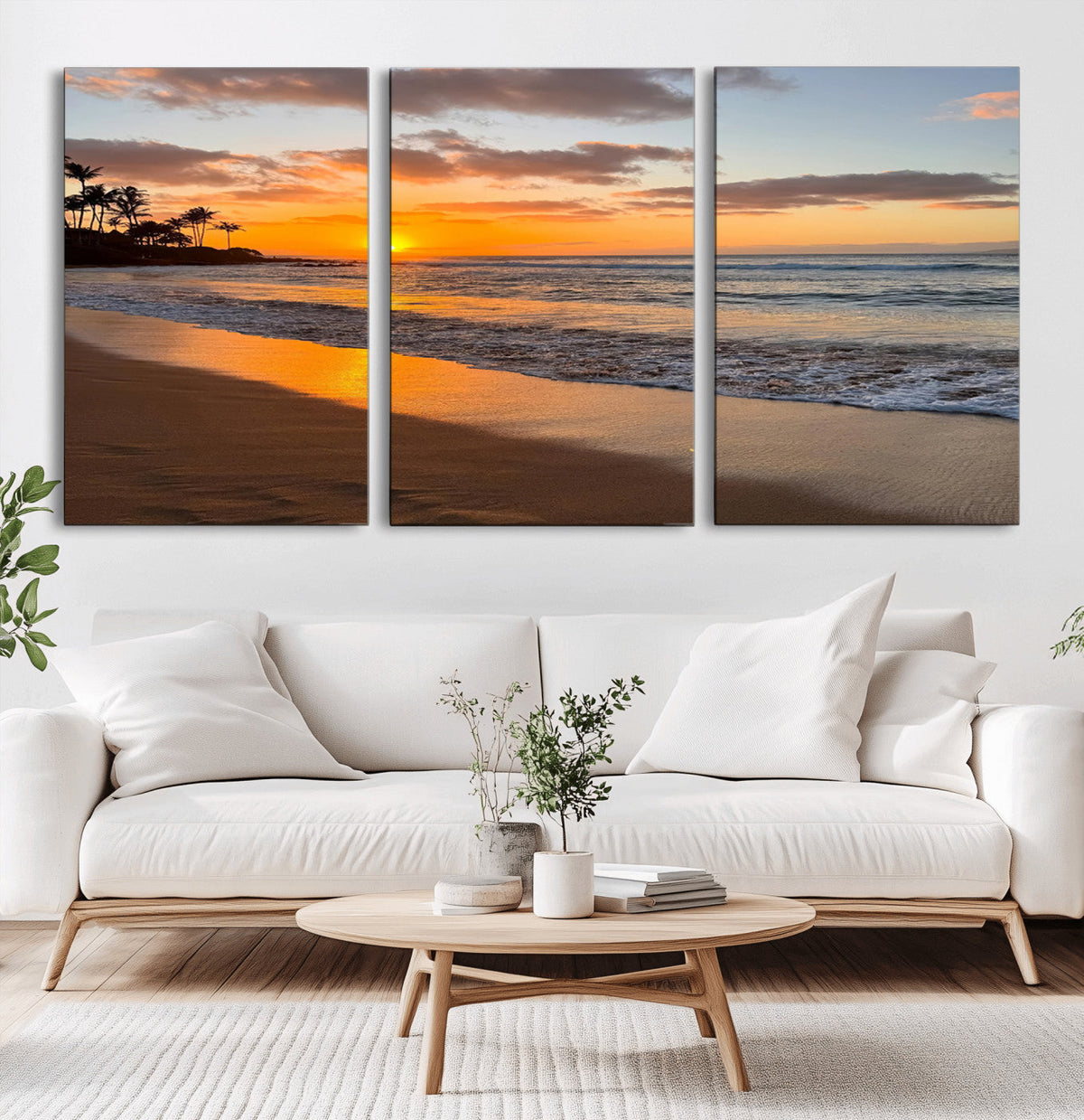 Tropical Beach Wall Art – Framed Sunset Ocean Canvas