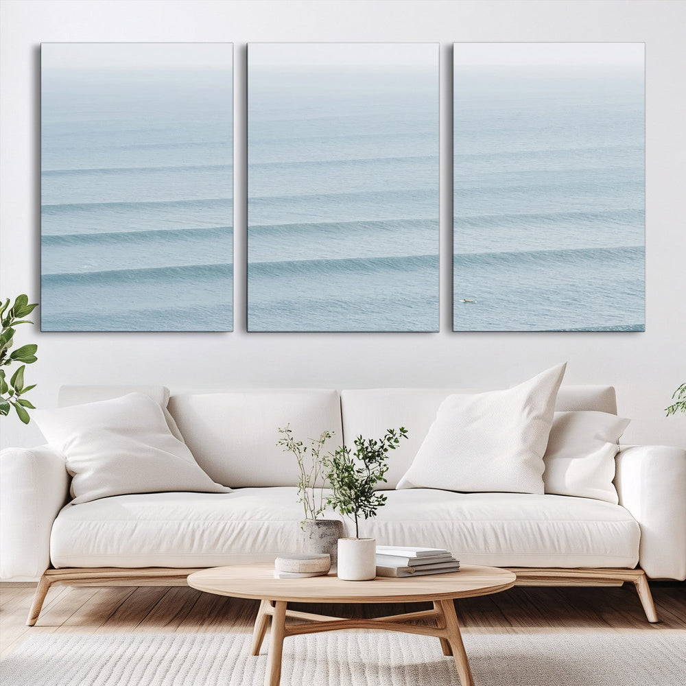Ocean Waves Wall Art Canvas Print – Framed Solo Surfer Wave