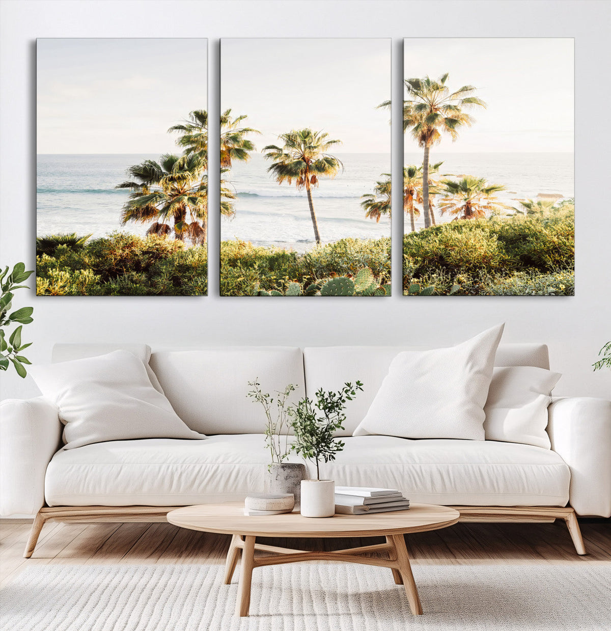 California Coast Palm Trees Wall Art Canvas Print – Framed