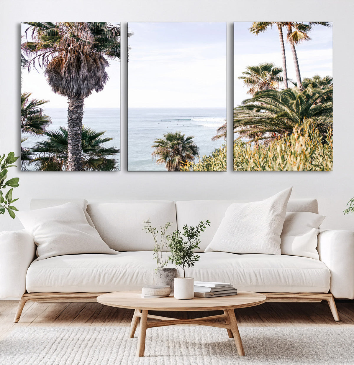 Coastal Palm Trees Wall Art Canvas Print – Framed Ocean