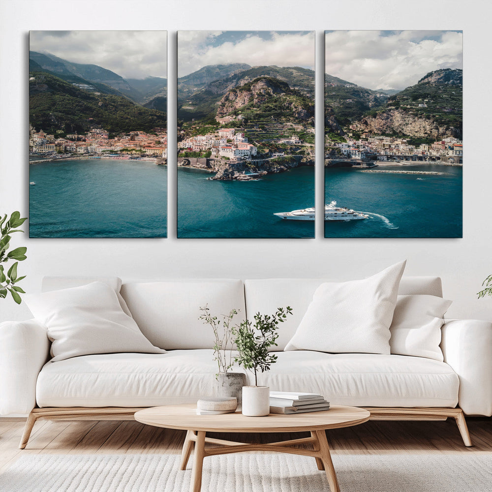 Amalfi Coast Wall Art – Framed Italian Seaside Canvas