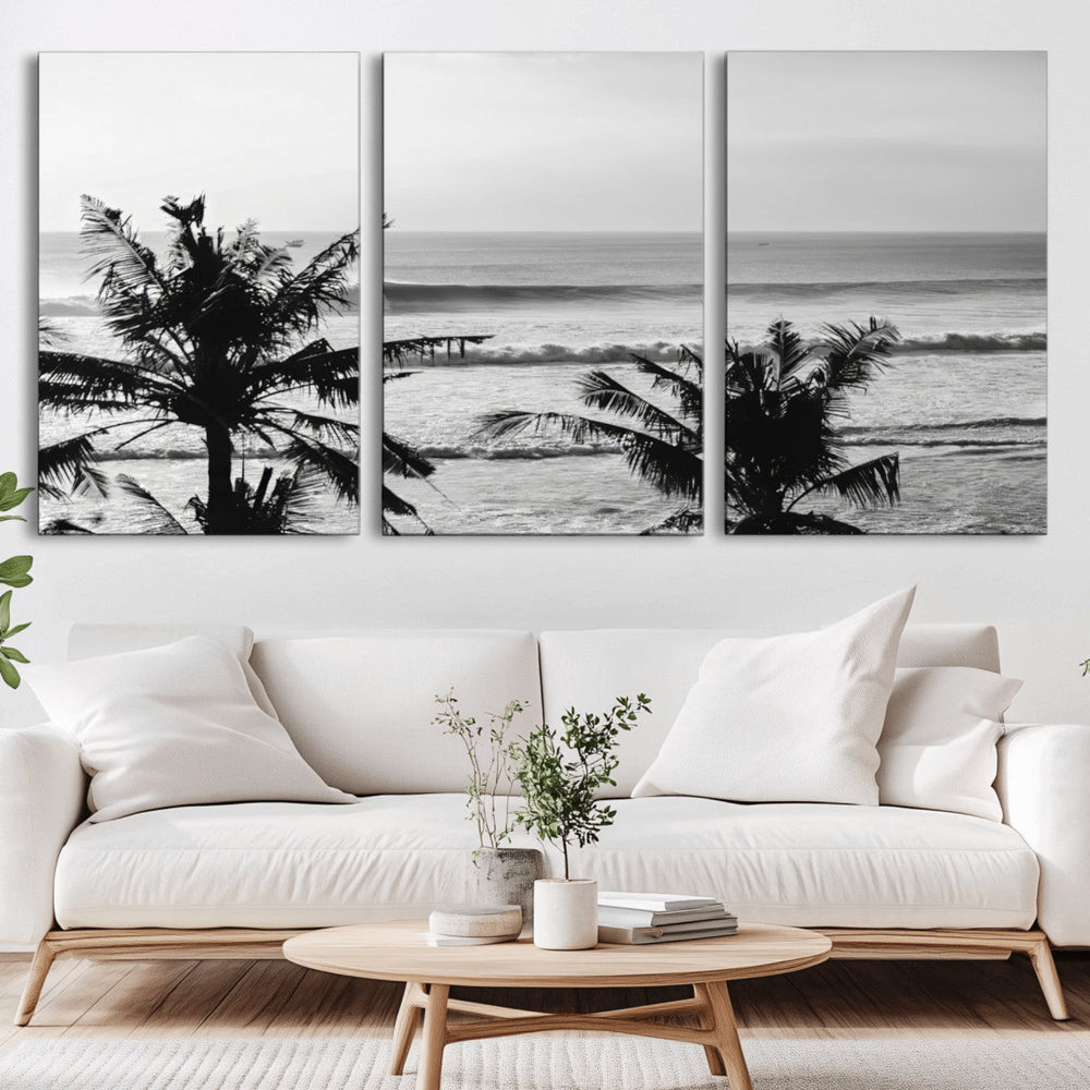 Tropical Coastline Wall Art Canvas Print – Framed Palm Trees
