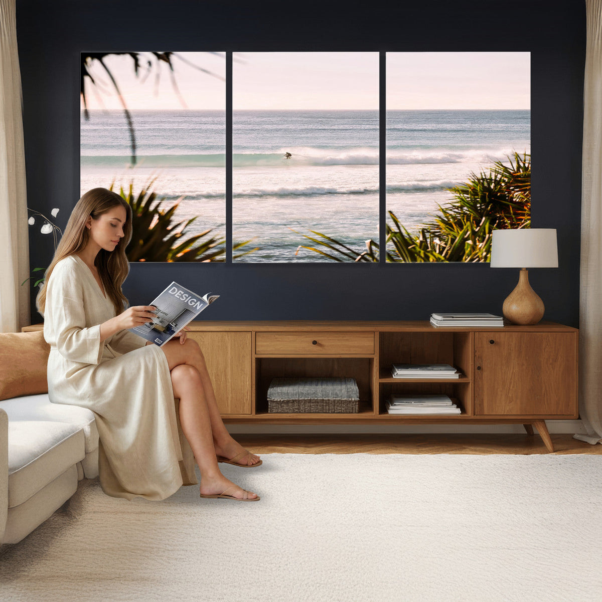 Ocean Surfer Wall Art Canvas Print – Framed Coastal Surf Art