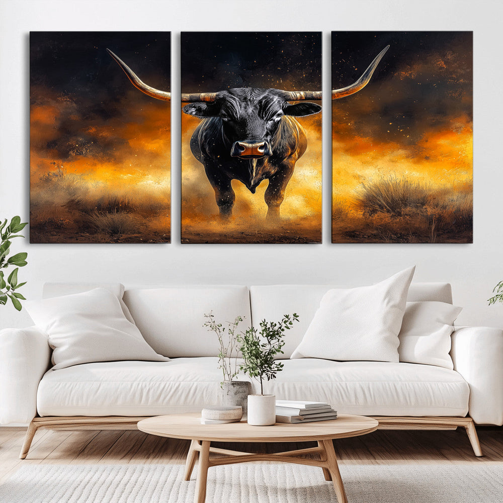 Longhorn Canvas Wall Art Canvas Print – Framed Bold Bull