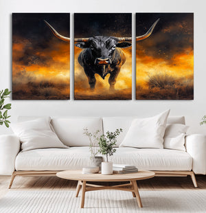 Longhorn Canvas Wall Art Canvas Print – Framed Bold Bull