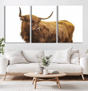 Highland Cow Wall Art Canvas Print – Framed Farmhouse Rustic