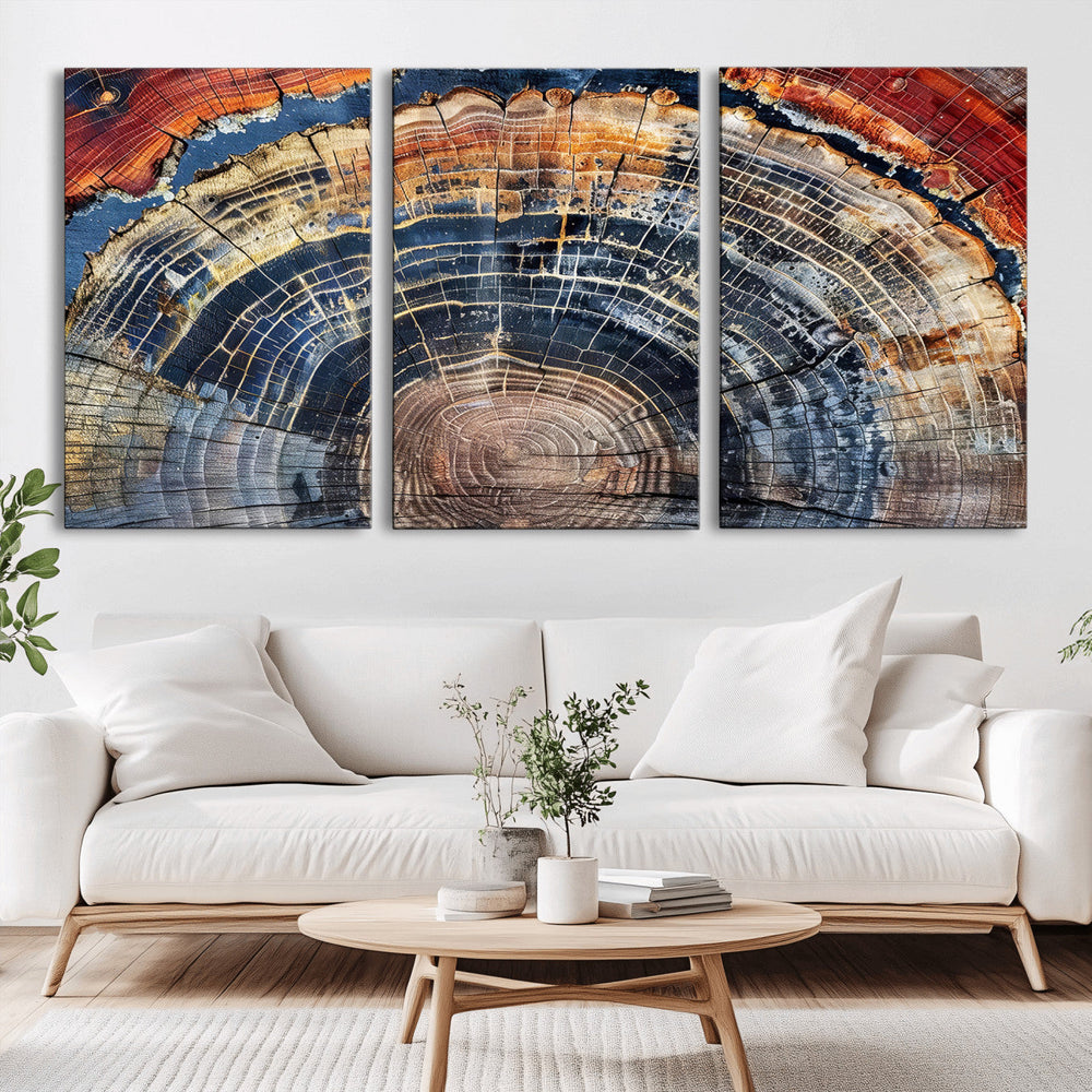 Tree Rings Wall Art Canvas Print – Framed Wood Art Picture