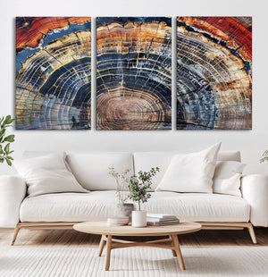 Tree Rings Wall Art Canvas Print – Framed Wood Art Picture
