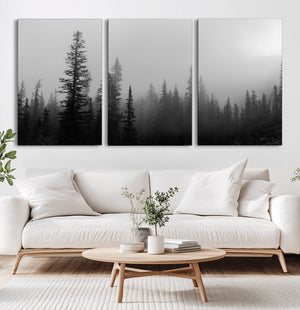 Misty Pines Wall Art Canvas Print – Framed Woodland